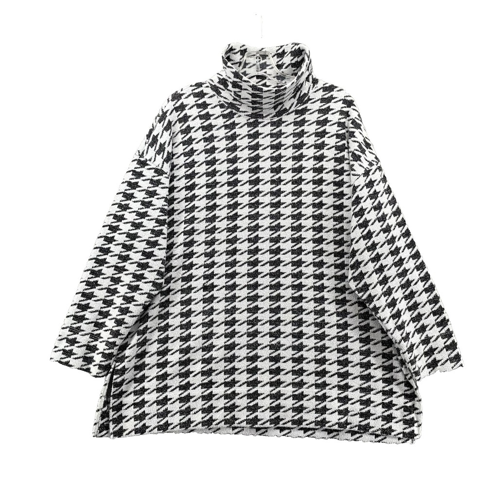 Chico's Turtleneck Sweater Top Women's Large Houndstooth Chic Corpcore Office